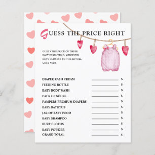 Guess The Price   Valentine's Baby Shower Game