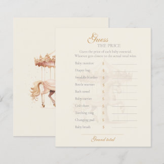 Guess the Price Vintage Carousel Baby Shower Game