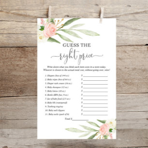 Guess the right price pink greenery shower game
