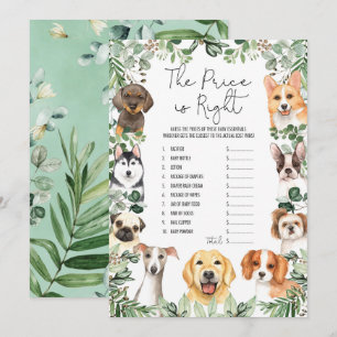 Guess the Right Price Puppy Baby Shower Game Card
