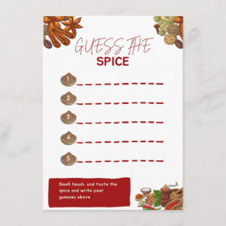 Guess the Spice Party Game Enclosure Card