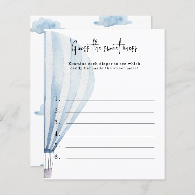 Guess the sweet mess - baby shower game (Front/Back)