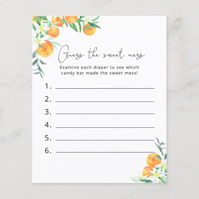 Guess the Sweet Mess - Baby Shower Game (Front)