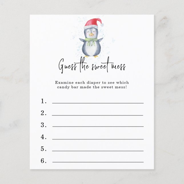 Guess the sweet mess - baby shower game (Front)