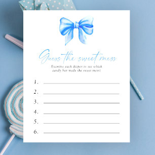 Guess the Sweet Mess Baby Shower Game - Blue bow