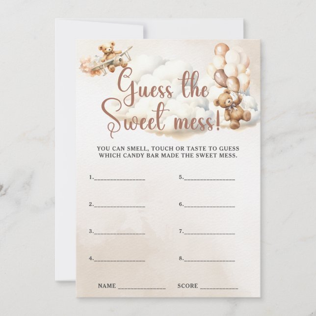 GUESS THE SWEET MESS Baby Shower Game Cute Bear Invitation (Front)