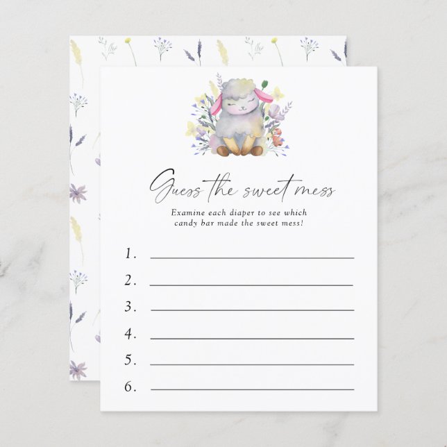 Guess the Sweet Mess Baby Shower Game - Lamb (Front/Back)