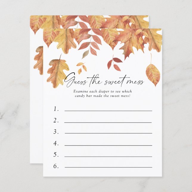 Guess the Sweet Mess Baby Shower Game - Leaves (Front/Back)