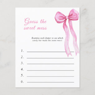 Guess the Sweet Mess Baby Shower Game - Pink bow