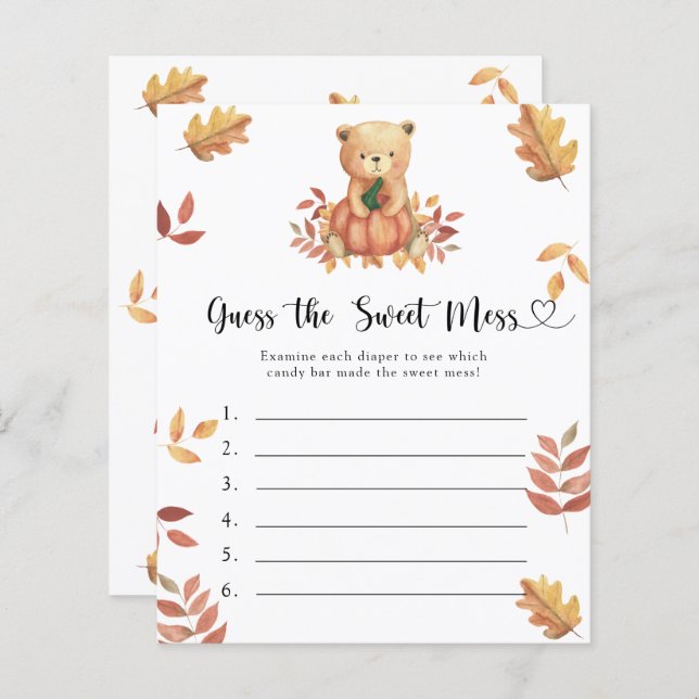 Guess the Sweet Mess game - Pumpkin bear (Front/Back)