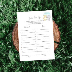 Guess Their Age Baby Sprinkle Game Card