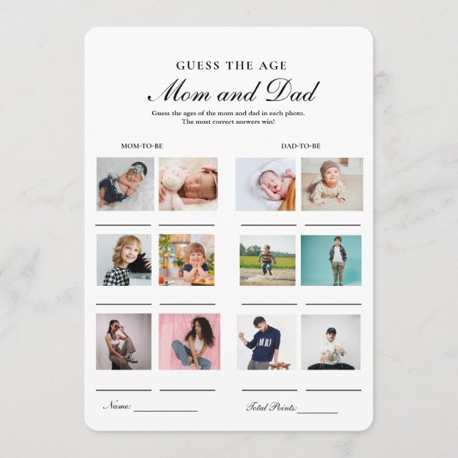 Guess their agee bride &  Groom shower game Card (Front)