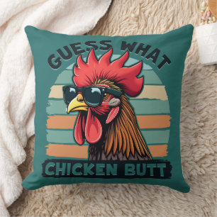Guess What Chicken Butt Funny Retro Rooster Cushion