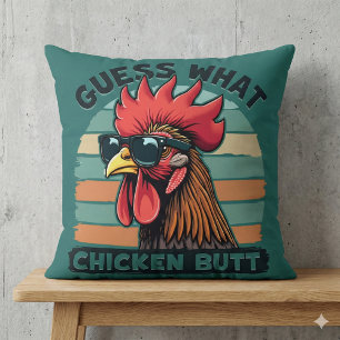 Guess What Chicken Butt Funny Retro Rooster Cushion