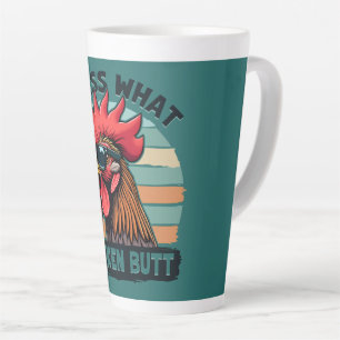 Guess What Chicken Butt Funny Retro Rooster Latte Mug