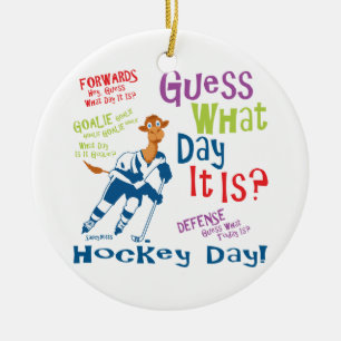 Guess What Day Hockey Ceramic Tree Decoration