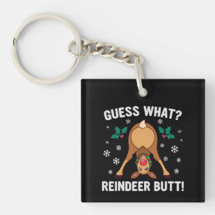 Guess What Reindeer Butt Christmas Joke Key Ring