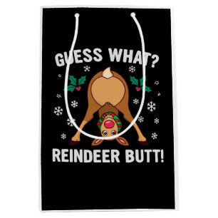 Guess What Reindeer Butt Christmas Joke Medium Gift Bag