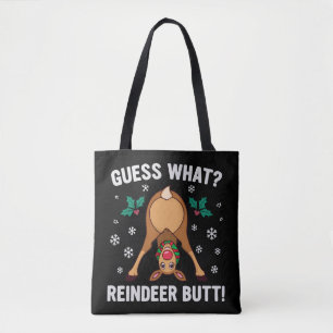Guess What Reindeer Butt Christmas Joke Tote Bag