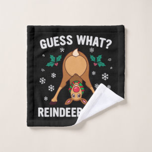 Guess What Reindeer Butt Christmas Joke Wash Cloth