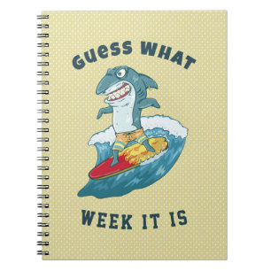 Guess What Week It Is Funny Shark Vintage Notebook