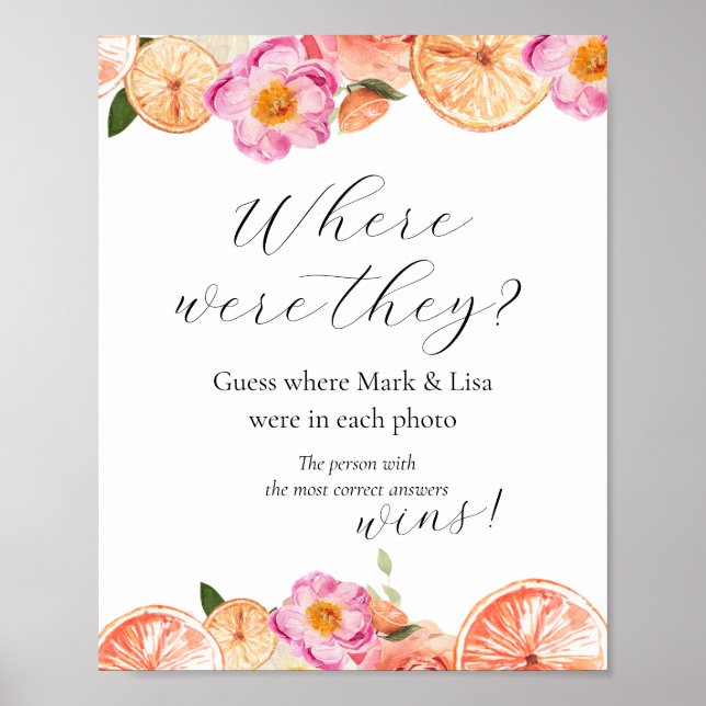 Guess where they were Bridal Shower Game Poster (Front)