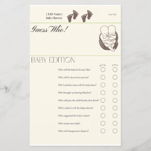 Guess Who – Baby Edition Game Card   Twin Baby Sho