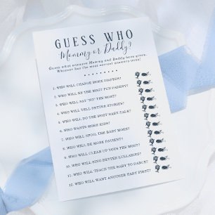 Guess Who Baby Shower Game Nautical Whale Boy Invitation