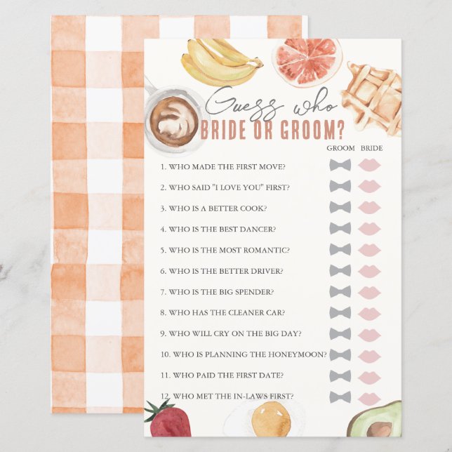 Guess Who Bridal Shower Brunch Game (Front/Back)