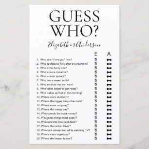 Guess Who Bridal Shower Game