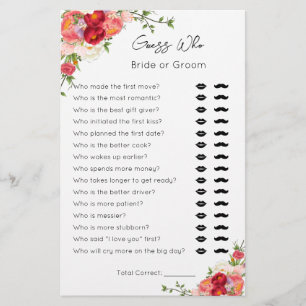 Guess Who- Bride or Groom- Bridal Shower Game