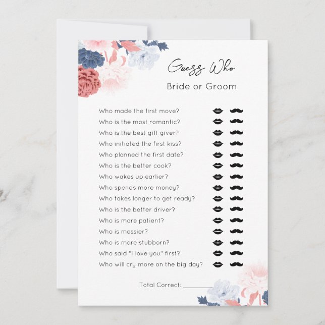 Guess Who- Bride or Groom- Bridal Shower Game Holiday Card (Front)