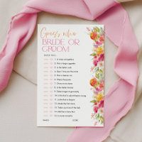 Guess who Bride or Groom Citrus Bridal Shower Game