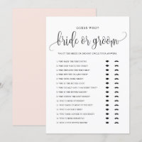 Guess Who Bride or Groom He Said She Said Card