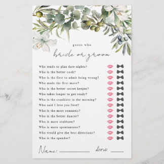 Guess Who Bride or Groom Shower Game