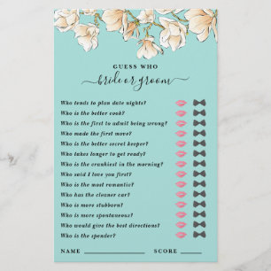 Guess Who Bride or Groom Shower Game