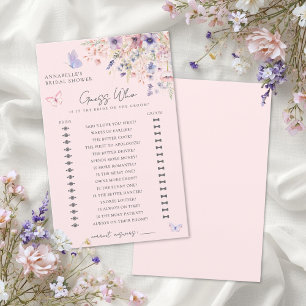 Guess Who Butterfly Floral Bridal Shower Game