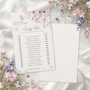 Guess Who Butterfly Wildflower Bridal Shower Game