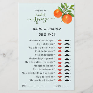 Guess Who Citrus Orange Bridal Shower game
