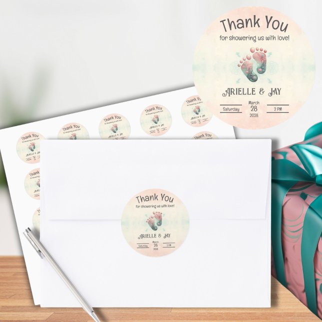 "Guess Who" Gender Reveal Ultrasound Baby Shower Classic Round Sticker (Guess Who Baby Shower Gender Reveal Stickers for Thank You Gift)