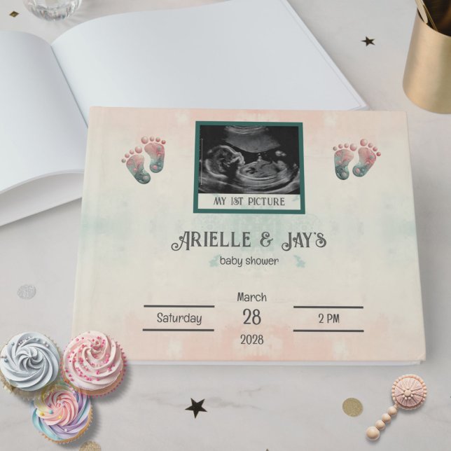 "Guess Who" Gender Reveal Ultrasound Baby Shower Guest Book (Customize Ultrasound Baby Shower "Guess Who" Guest Book)