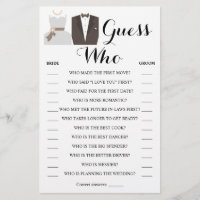 Guess Who Greenery Bride & Groom Shower Game Card