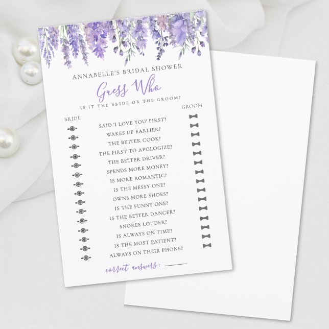 Guess Who Lavender Floral Bridal Shower (Guess Who Lavender Floral Bridal Shower)