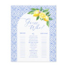 Guess Who Lemon Positano Bridal Shower Game