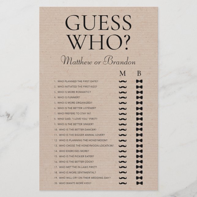 Guess Who LGBTQ  Shower Game (Front)