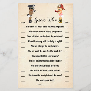 Guess Who Little Recruit Baby Shower Game Card