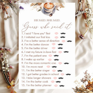 Guess Who Love Is Brewing Bridal Shower Game