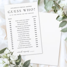 Guess Who Minimalist Bridal Shower Game
