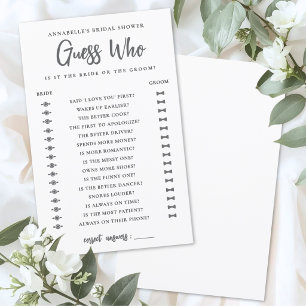 Guess Who Minimalist Bridal Shower Game