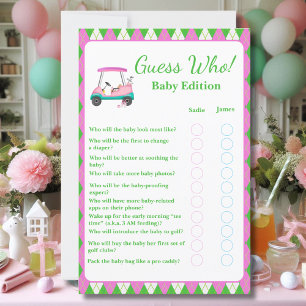 Guess Who? Mom & Dad Baby Shower Golf Cart